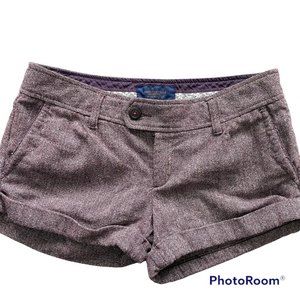 American Eagle Ladies Brown Burgundy Tweed Casual Lined Shorts, 10